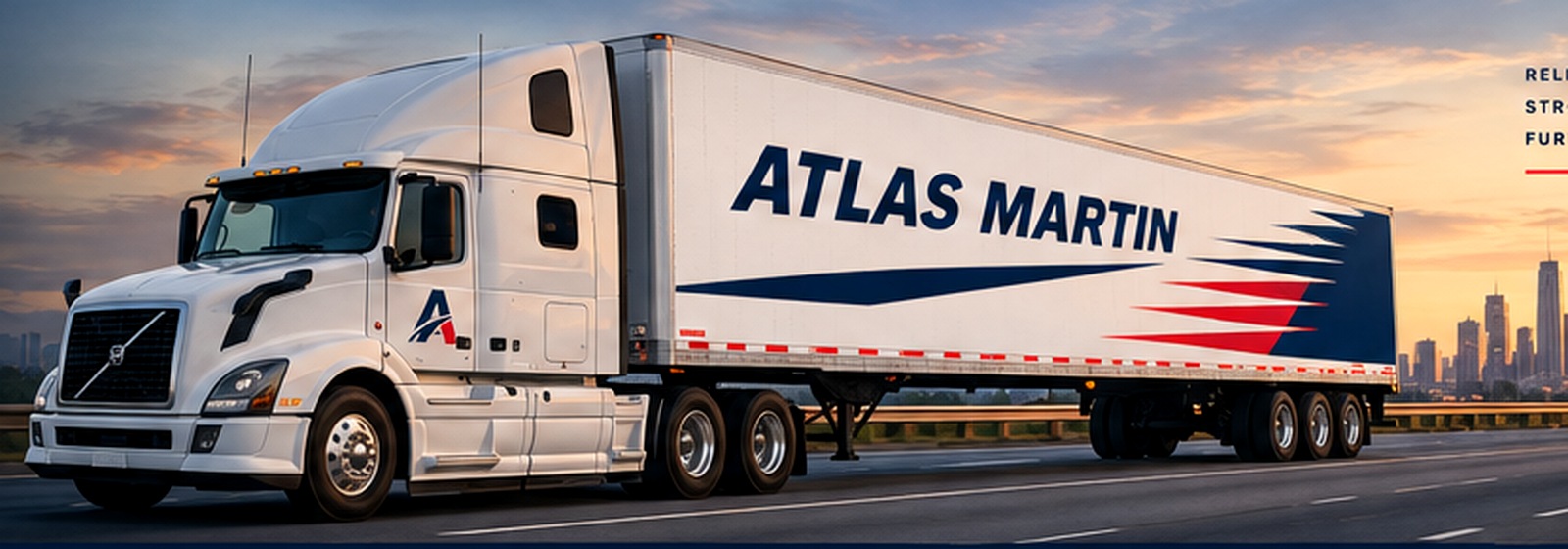 Atlas Martin branded semi-truck and trailer